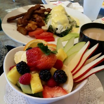 Cafe Sintra - Fruit salad & eggs Benedict. - New American Near Me - Sunriver, Oregon Cafe Sintra - Fruit salad & eggs Benedict. - New American Near Me - Sunriver, Oregon