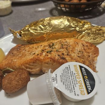 Captain Steve's - Grilled salmon with a sweet potato - Seafood Near Me - Fort Mill, South Carolina