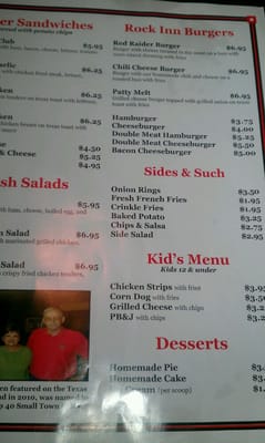 Menu photo 8 Rock Inn Cafe Memphis, TX Menu photo 8 Rock Inn Cafe Memphis, TX