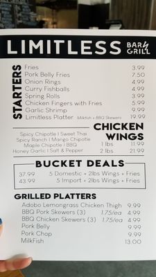 Menu photo 8 LIMITLESS Bar & Grill Thornhill, ON