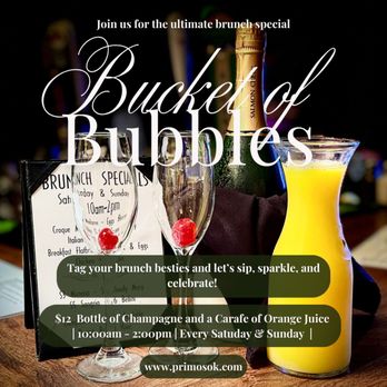 Primo's Restaurant, Bar & Catering - $12 Bucket of Bubbles during brunch Hours! - Italian Near Me - Yukon, Oklahoma Primo's Restaurant, Bar & Catering - $12 Bucket of Bubbles during brunch Hours! - Italian Near Me - Yukon, Oklahoma