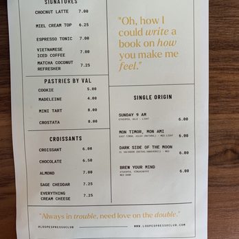 Loop Espresso Club - Menu - Coffee & Tea Near Me - Los Angeles, California
