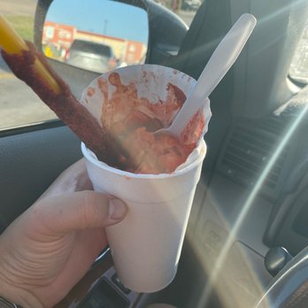 Frozen Monkey - Cantelope with strawberries in the Loaded cup. Wife ate almost all of it while we were driving home. - Ice Cream & Frozen Yogurt Near Me - Lawton, Oklahoma