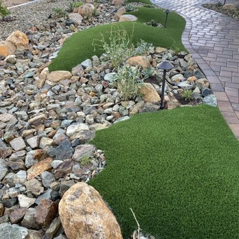 Trinity Landscaping - Entrance walkway with naturalized drainage swale. - Landscape Architects or Designers Near Me - Mesa, Arizona Trinity Landscaping - Entrance walkway with naturalized drainage swale. - Landscape Architects or Designers Near Me - Mesa, Arizona
