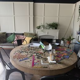 A fun table just for puzzlers. A fun table just for puzzlers.