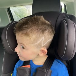 Jon's Barbershop - Flash Haircut in this picture. We have gotten a Captain America Shield and a Spiderman Web as well that turned out great!