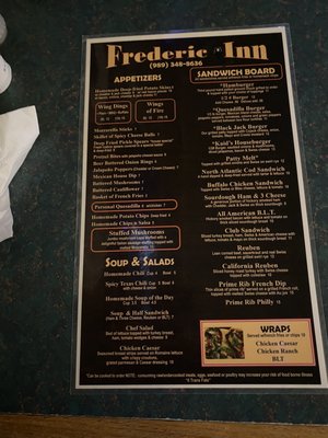 Menu photo 2 Frederic Inn Frederic, MI