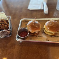 City Sliders - Steak and cheese w/ garlic fries
