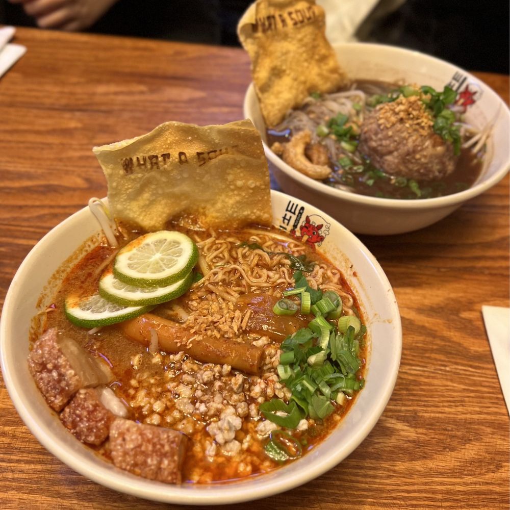 What A Soup - Creamy Tom Yum Noodle soup, Pork ball boat noodle soup - Noodles Near Me - Cambridge, Massachusetts What A Soup - Creamy Tom Yum Noodle soup, Pork ball boat noodle soup - Noodles Near Me - Cambridge, Massachusetts