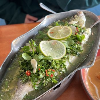 Fish Cheeks - Steamed fish with Thai herbs - Seafood Near Me - New York, New York Fish Cheeks - Steamed fish with Thai herbs - Seafood Near Me - New York, New York