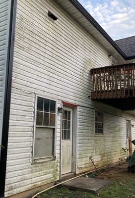 House wash and deck cleaning - This home was in bad shape when we got the call. And that excited us! With a little elbow grease and a lot of hard work, we made it sparkle. Give us a call if you want your home to sparkle too!