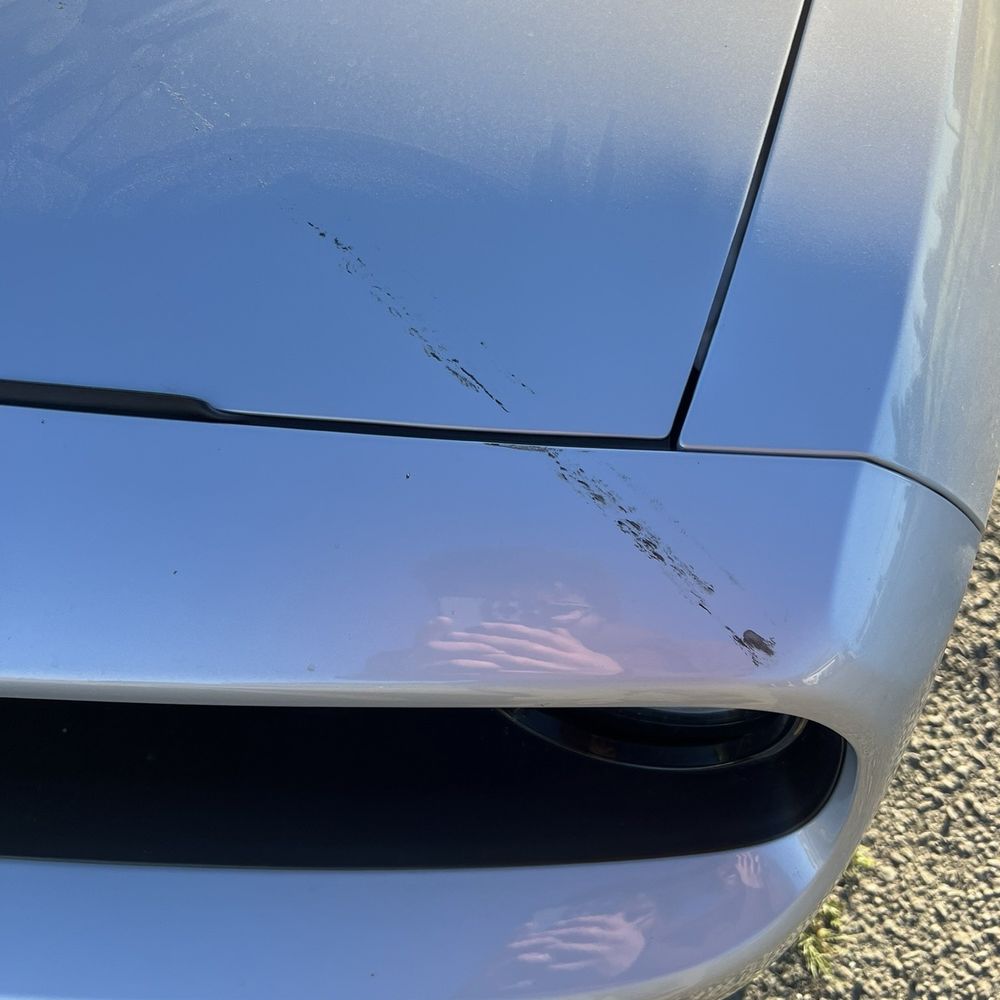 Smitty's Auto Body - After math of pole on hood and bumper - Body Shops Near Me - Auburn, California Smitty's Auto Body - After math of pole on hood and bumper - Body Shops Near Me - Auburn, California