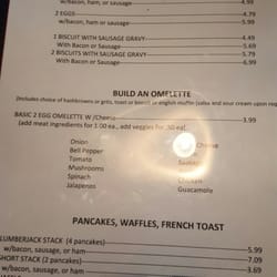 The Backyard Cafe - Breakfast menu
