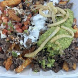 Steak fries - I added the onions from my taco plate, delicious! Steak fries - I added the onions from my taco plate, delicious!