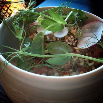 Sparrow + Wolf - Lamb Tartare ($13) - served with Bhatura Indian bread. Good thing too - pic looks full, but front half of bowl is empty. Good stuff though. - New American Near Me - Las Vegas, Nevada