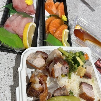 Uwajimaya - Hamachi, salmon sashimi, roast duck plate - International Grocery Near Me - Seattle, Washington Uwajimaya - Hamachi, salmon sashimi, roast duck plate - International Grocery Near Me - Seattle, Washington