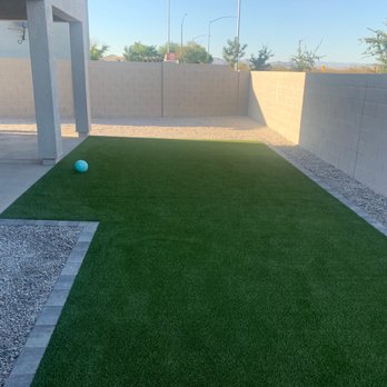 Always Green Turf - Install complete: Rock, pavers and turf. - Artificial Turf Near Me - Mesa, Arizona Always Green Turf - Install complete: Rock, pavers and turf. - Artificial Turf Near Me - Mesa, Arizona