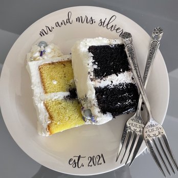 Cake Designs - 5/15/21 Wedding Cake - lemon cake with blueberry filling and chocolate cake with banana filling, buttercream frosting - Bakeries Near Me - Las Vegas, Nevada