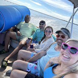 Destin For Fun - On the ride over to Crab Island. Scott provides the giant floating mat seen in the photo.