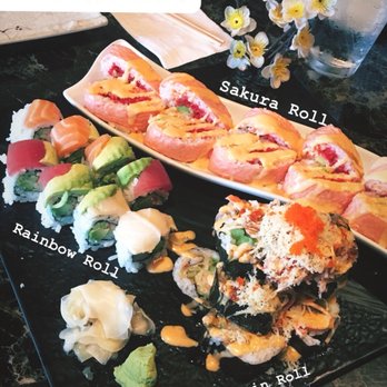 Sakura Sushi & Grill - Rainbow Roll, Fuji Mountain Roll and Sakura Roll. - Sushi Bars Near Me - Hilo, Hawaii Sakura Sushi & Grill - Rainbow Roll, Fuji Mountain Roll and Sakura Roll. - Sushi Bars Near Me - Hilo, Hawaii