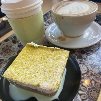 Qamaria Coffee - Pistachio milk cake, pistachio latte and Adani chai tea. - Coffee & Tea Near Me - Fullerton, California Qamaria Coffee - Pistachio milk cake, pistachio latte and Adani chai tea. - Coffee & Tea Near Me - Fullerton, California
