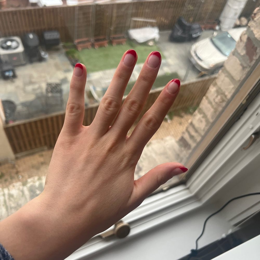 District Nails - Gel French Red Tip Manicure - Nail Salons Near Me - Washington, DC, District of Columbia