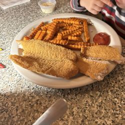 The Cabin On The Plateau - Kids fried fish dinner, his filet was the same size as ours.