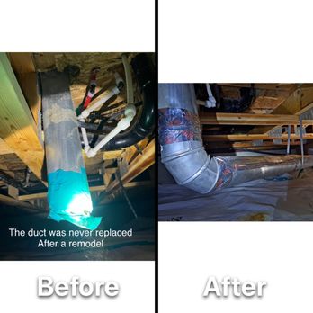 Hendrix Dryer Vent - The dryer vent was not replaced after remodel. The after photo shows the repaired duct. - Air Duct Cleaning Near Me Hendrix Dryer Vent - The dryer vent was not replaced after remodel. The after photo shows the repaired duct. - Air Duct Cleaning Near Me