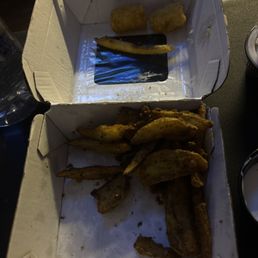 Fry and tater tots in the wedges Fry and tater tots in the wedges
