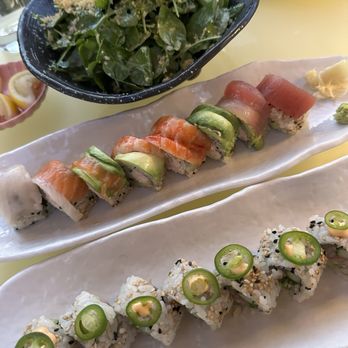 Makoto - Makoto House Salad, Rainbow Roll, Spicy Yellowtail - Japanese Near Me - Miami Beach, Florida