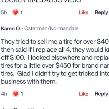 Big O Tires - I shared my negative experience on Nextdoor and got replies from other who had bad experiences too. - Tires Near Me - Lake Forest, California Big O Tires - I shared my negative experience on Nextdoor and got replies from other who had bad experiences too. - Tires Near Me - Lake Forest, California