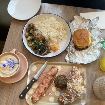 Kasama - Oh hot yam , chicken adobo, breakfast sandwich, black truffle croissant, black sesame macaroon, ham and cheese danish - Filipino Near Me - Chicago, Illinois