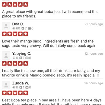 Ume Tea - Some of the suspiciously fake 5 star reviews that appeared within the last day from users with no friends and very few reviews - Coffee & Tea Near Me - Cupertino, California