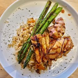 Peri-Peri Chicken, Dirty Rice, Asparagus
