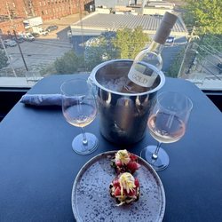 Luna Rooftop Bar - Outside table with view.