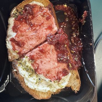 Leven Deli - Cherry and cheese and herb spread over sourdough. - Sandwiches Near Me - Denver, Colorado