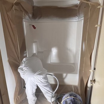 Always Refinishing - Shower #1 - primer coating prior to color coat - Kitchen & Bath Near Me