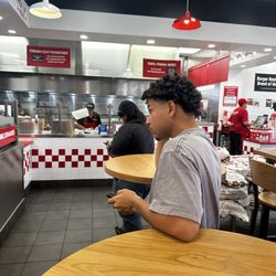 Five Guys - I did a wrap around of customers waiting