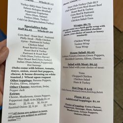 Subs Sandwiches & More - Menu