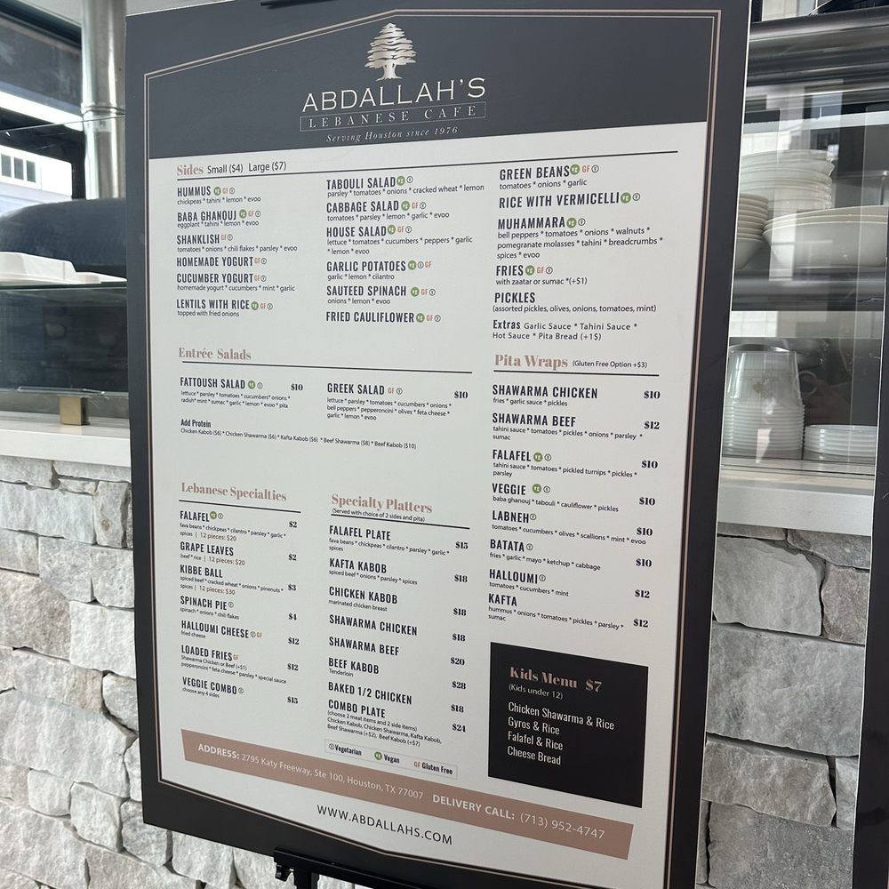Abdallah’s Lebanese Cafe - Menu - Cafes Near Me - Houston, Texas Abdallah’s Lebanese Cafe - Menu - Cafes Near Me - Houston, Texas