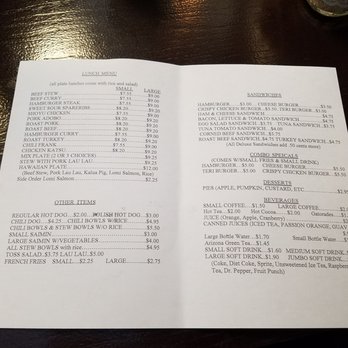 Penny's Drive In - Da take-out menu......... - Hawaiian Near Me - Honolulu, Hawaii