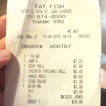 Fat Fish - Just showing some prices. 10/05/15 - Sushi Bars Near Me - San Leandro, California