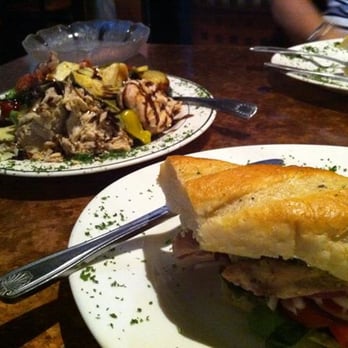 Amici Trattoria - Small antipasto salad + chicken pesto sandwich @ Amici - Pizza Near Me - Shrewsbury, Massachusetts