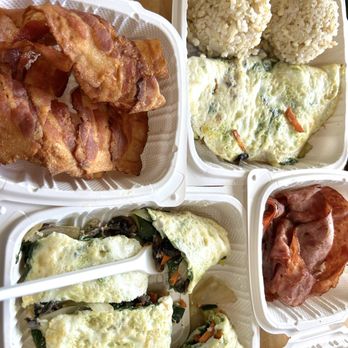 Koa Pancake House - Veg omelette with egg white no cheese side order of reg bacon and turkey bacon - Breakfast & Brunch Near Me - Waipahu, Hawaii Koa Pancake House - Veg omelette with egg white no cheese side order of reg bacon and turkey bacon - Breakfast & Brunch Near Me - Waipahu, Hawaii