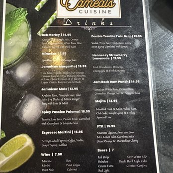 Cameals Cuisine - Drink Menu - Caribbean Near Me - Loganville, Georgia