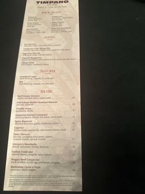 Menu photo 5 Timpano Las Olas Fort Lauderdale, FL