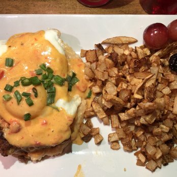 80/20 Burger Bar - Brunch menu : Bat outta hell - meatloaf over cheesy grits topped with roasted red pepper cream sauce and a sunny side up egg. - American Near Me - Norfolk, Virginia 80/20 Burger Bar - Brunch menu : Bat outta hell - meatloaf over cheesy grits topped with roasted red pepper cream sauce and a sunny side up egg. - American Near Me - Norfolk, Virginia