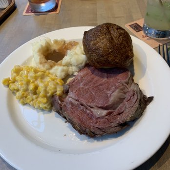 Five Crowns - Prime rib (medium+) with Creamed Corn Mashed Potatoes and Gravy - Steakhouses Near Me - Corona del Mar, California