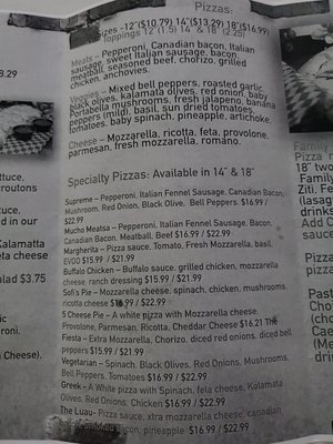 Menu photo 4 Sofia's Pizzeria San Antonio, TX