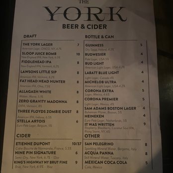 The York - Beer and cider list - New American Near Me - Syracuse, New York The York - Beer and cider list - New American Near Me - Syracuse, New York